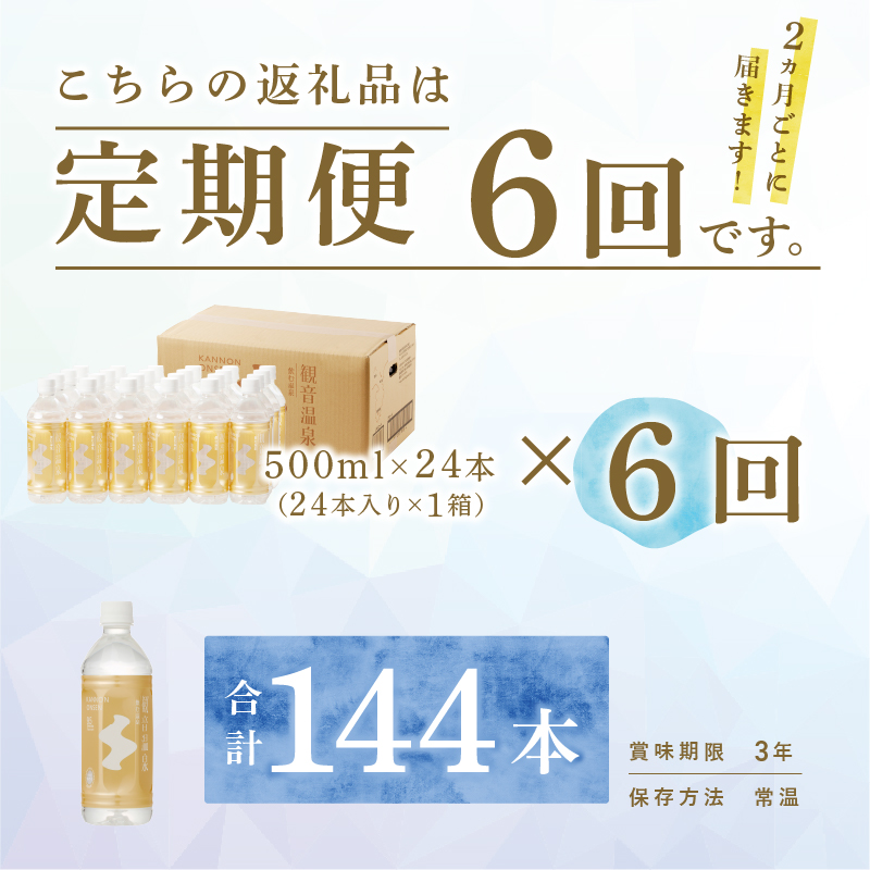 飲む温泉　観音温泉　500ml　(24本入)　１ケース　定期便　（１年間で６回）