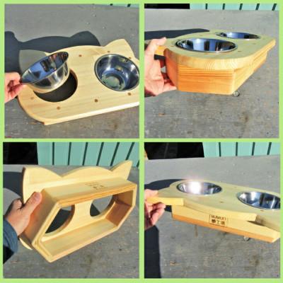 ふるさと納税 泉南市 ●◆手作り木製2椀付きペット用食器・ペット用水飲み |  | 01