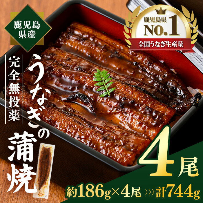 【ふるさと納税】鹿児島県産うなぎ蒲焼 (計約744g / 約186g×4尾) 鰻 ウナギ うなぎ うな重 鹿児島県産 冷凍 【株式会社薩摩川内鰻】