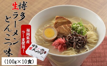 AA549.福岡県産「ラー麦」使用！博多生ラーメンとんこつ味（100g×10食）【豚骨ラーメン】