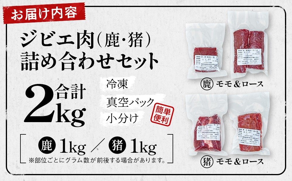 ジビエ肉（鹿・猪）詰め合わせセット２kg