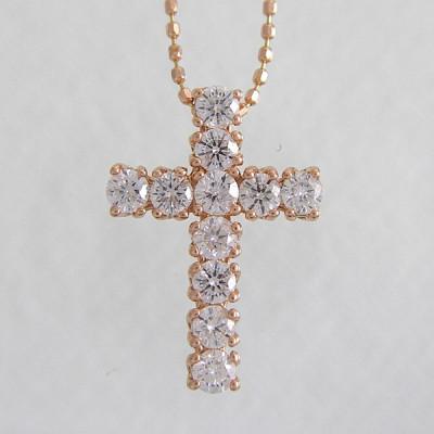 ふるさと納税 南アルプス市 ejブランド『ロマネスク』クロスネックレス K18PG/ダイヤモンド0.50ct |  | 01