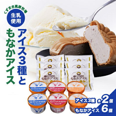 【ふるさと納税】FU10 くずまき高原牧場 アイスクリーム もなか セット 詰め合わせ バニラ 山ぶどう ヨーグルト【配送不可地域：離島】【1231589】