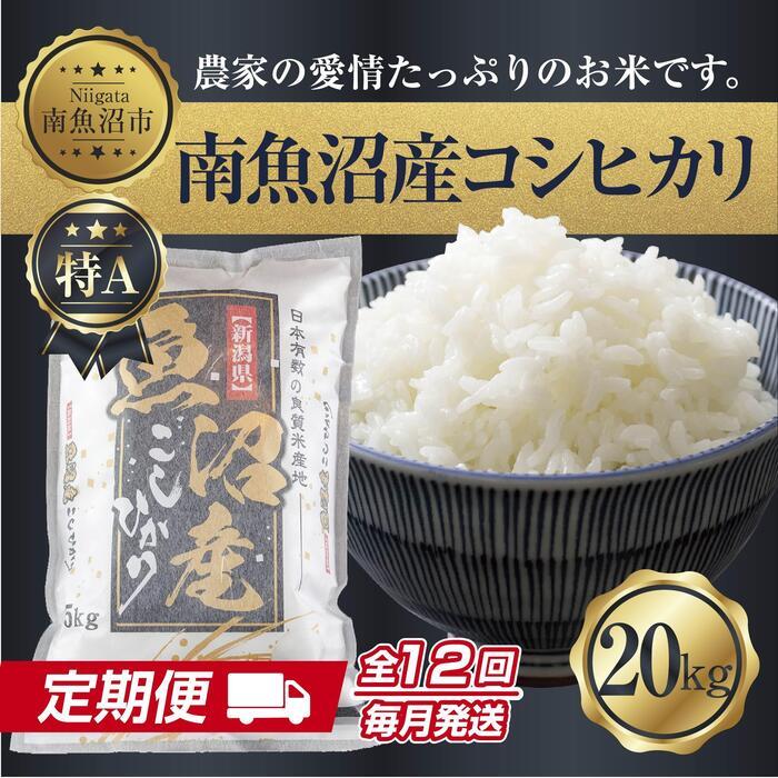【ふるさと納税】【定期便】 新潟県 南魚沼産 コシヒカリ お米 20kg×計12回 精米済み 年間 毎月発送 こしひかり（お米の美味しい炊き方ガイド付き）【2025年10月中旬より順次発送予定】 | お米 こめ 白米 コシヒカリ 食品 人気 おすすめ 送料無料 魚沼 南魚沼