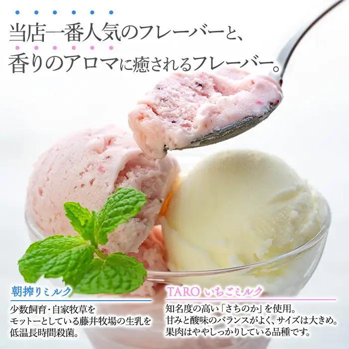 【数量限定】ジェラート 食べ比べ 朝搾りミルク TAROいちごミルク（500ml×2種）