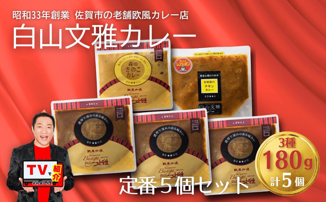 白山文雅カレー 定番5個セット：B250-032