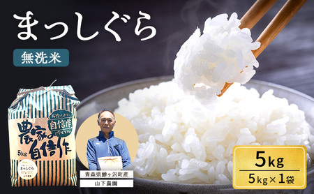 まっしぐら 無洗米 令和8年産 山下農園 青森県産 まっしぐら【5kg×1袋】