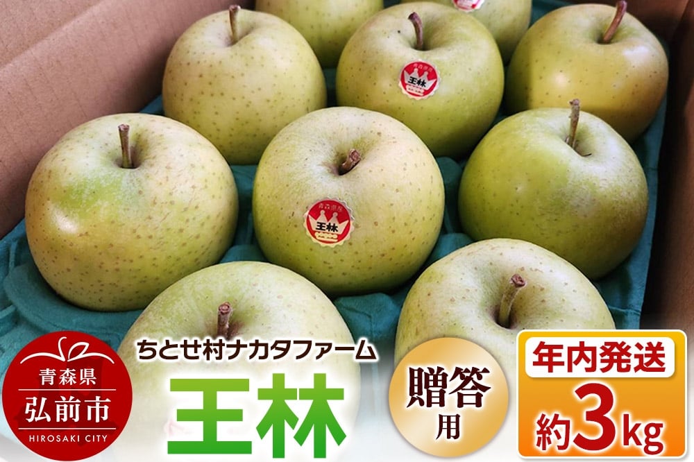 
            【25年11月～発送】りんご 王林 約3kg 贈答用 ちとせ村
          