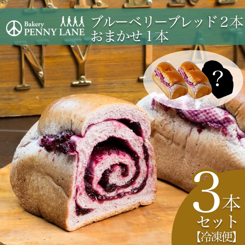 【ふるさと納税】ペニーレインのブルーベリーブレッド2 本＋ おまかせ 1本セット | 茨城県 つくば市 パン パン屋 茨城県 つくば市 ブルーベリー 冷凍パン お取り寄せ 人気 おすすめ ベーカリー グルメ プレゼント レストラン ドッグラン 冷凍 冷凍便