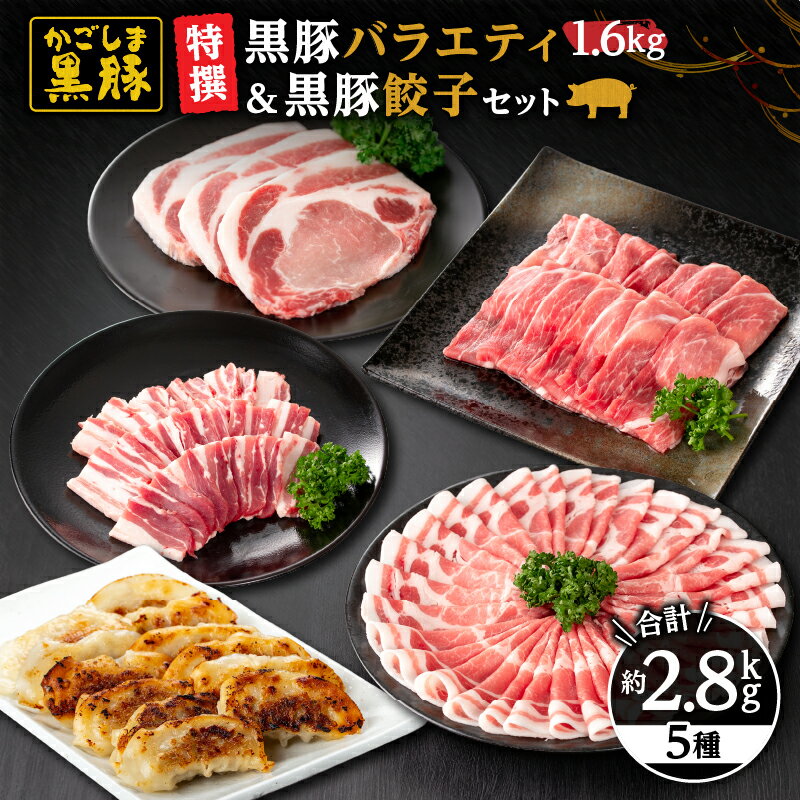 【ふるさと納税】黒豚バラエティセット1.6kg＆黒豚ギョーザセット(黒豚肩ロースしゃぶしゃぶ用400g、黒豚バラ焼肉400g、黒豚もも400g、黒豚とんかつ400g、黒豚ギョーザ72個)　自家農場で育てた自慢の豚肉をお届け【和田養豚】