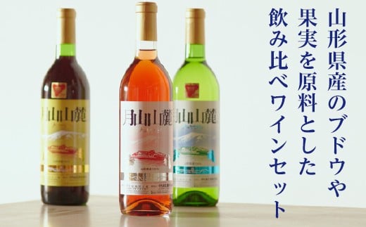 FYN6-096 やまがた月山山麓ワイン 赤・白・ロゼ 飲み比べ3本セット ライトボディ 山形県 西川町