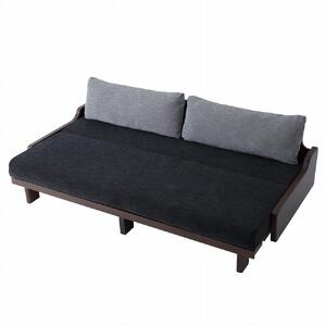 【大川家具】「ごろ寝ソファベッド」レスト 200：ブラウン×ダークグレー【モーブル】