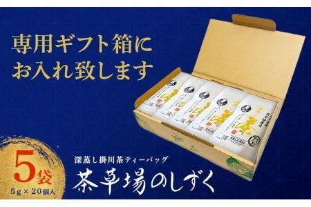 深蒸し掛川茶TB「茶草場のしずく」( 5g × 20 )× 5袋セット 新茶 ･令和7年5月20日頃より発送 ②令和6年度産：今すぐ発送 ギフト箱入 三重大製茶 ティーバッグ 1929