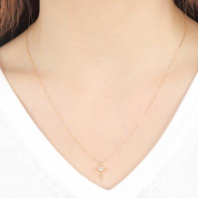 ふるさと納税 大月市 クロスペンダント0.08CTダイヤモンド　P6013DI-Y |  | 02