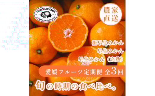 ＜発送月固定定期便＞「時期による味の違いを楽しむ」愛媛みかんの旬を食べ比べ＜F70-82＞全3回【4067807】