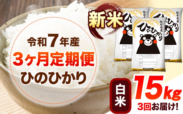 
            令和7年産【3ヶ月定期便】新米 白米 ひのひかり 15kg 《お申し込み月の翌月から出荷開始》 熊本県産 白米 精米 ひの 送料無料 熊本県 山江村 SDGs 米 コメ こめ 国産
          