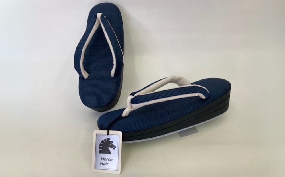 高級ホースヘアー和装草履【婦人】(サイズ：M、カラー：ネイビー)