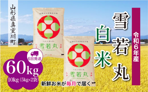 ＜配送時期が選べて便利な定期便＞ 令和6年産 真室川町 雪若丸  ［白米］ 60㎏ 定期便（10kg×6回お届け）