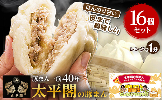 
                  本場中国の味　太平閣の豚まん　16個_ 肉まん 豚まん 中華まん 中華 福岡 福岡県 大野城市 九州 グルメ お取り寄せ 人気 ふるさと 【1075361】
                