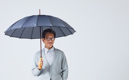【前原光榮商店】紳士用雨傘 エクシヴ〈手元：牛本革〉お名入れ可(カラー：シルバーグレイ）