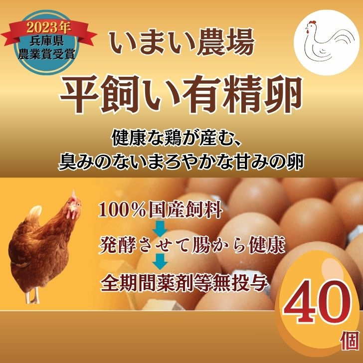 【ふるさと納税】たまご 40個 いまい農場の平飼い有精卵 赤玉 タマゴ 玉子 国産 こだわり 兵庫県 農業省受賞 宍粟市 しそうし BQ5