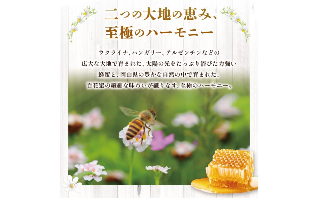 【 海外産×岡山県産ハチミツのコラボ 】 黄金ブレンドはちみつ （瓶づめ） 約1kg×2本 （合計約2kg） 《 先行予約 2026年7月上旬～2026年10月下旬まで発送 》 ／ ブレンドはちみつ 