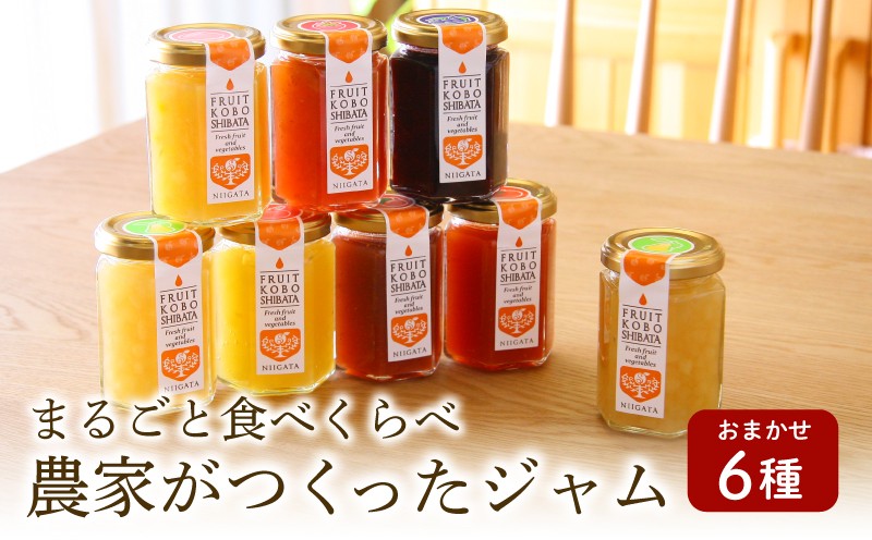 
                  ジャム おまかせ 6種セット 果物農家の自家製ジャム  1瓶150g 自家製  詰合せ 手作り フルーツ りんご ル・レクチェ 桃 いちじく 和梨 ブルーベリー パン ヨーグルト 菓子 ケーキ 贈り物 ギフト 洋梨 もも なし 高橋農園 新潟 新発田 C55 
                