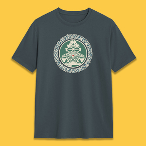 遮光器土偶 Tシャツ M (スレート) 1枚｜半袖 しゃこちゃん ゆるきゃら 縄文 土偶 青森県 つがる市 世界遺産 [0849]