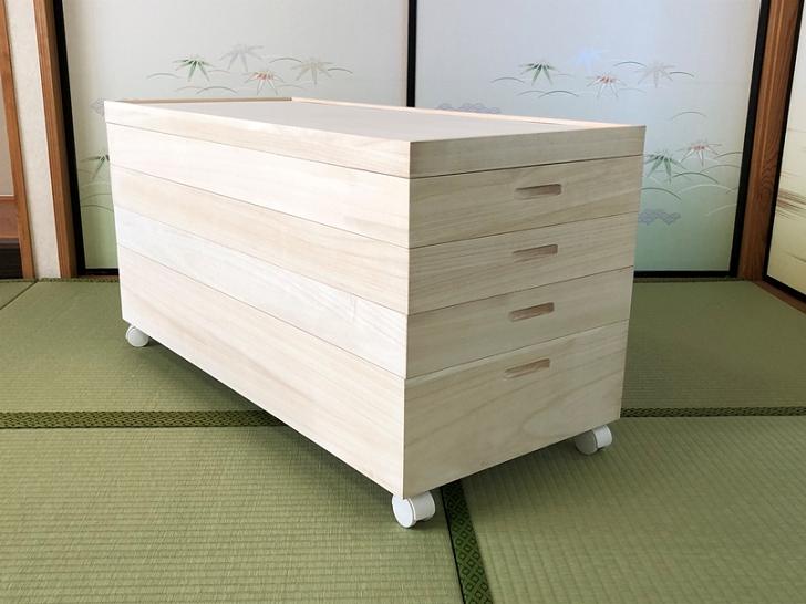 桐たんす 総桐着物収納4段キャスター付 KR-4CM：B690-002_イメージ1