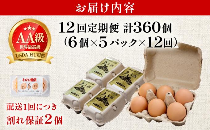 ＜定期便・全12回＞鮮度AA級の世界最高ランク！金太郎卵 平飼い たまご 30個（6個×5パック）