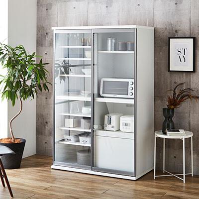 ふるさと納税 大川市 幅114cmキッチンボード2枚扉 ポエム【カラー:ホワイト、扉:ミスト、クリア、スモークガラス】 |  | 02