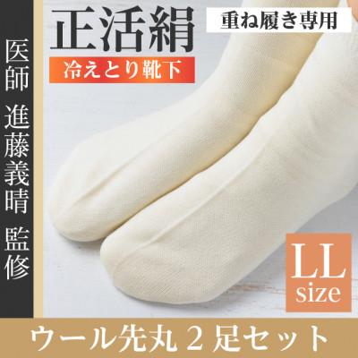 ふるさと納税 羽島市 正活絹 冷えとり靴下 ウール先丸 2足セット(LLサイズ)