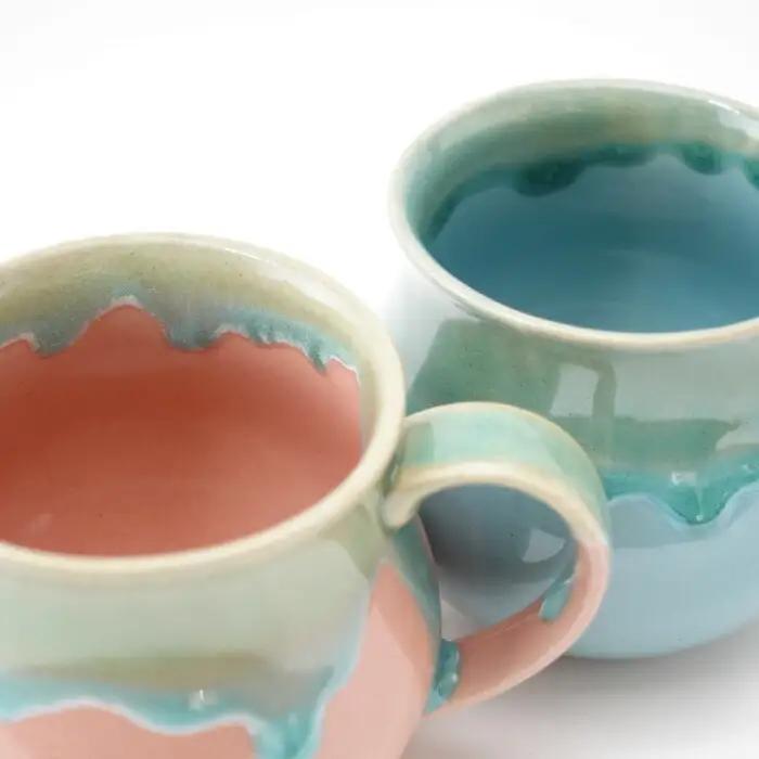 【波佐見焼】Folk Design 白釉流し ピンク＆ブルー ペア アロママグ 食器【玉有】[IE42] 波佐見焼