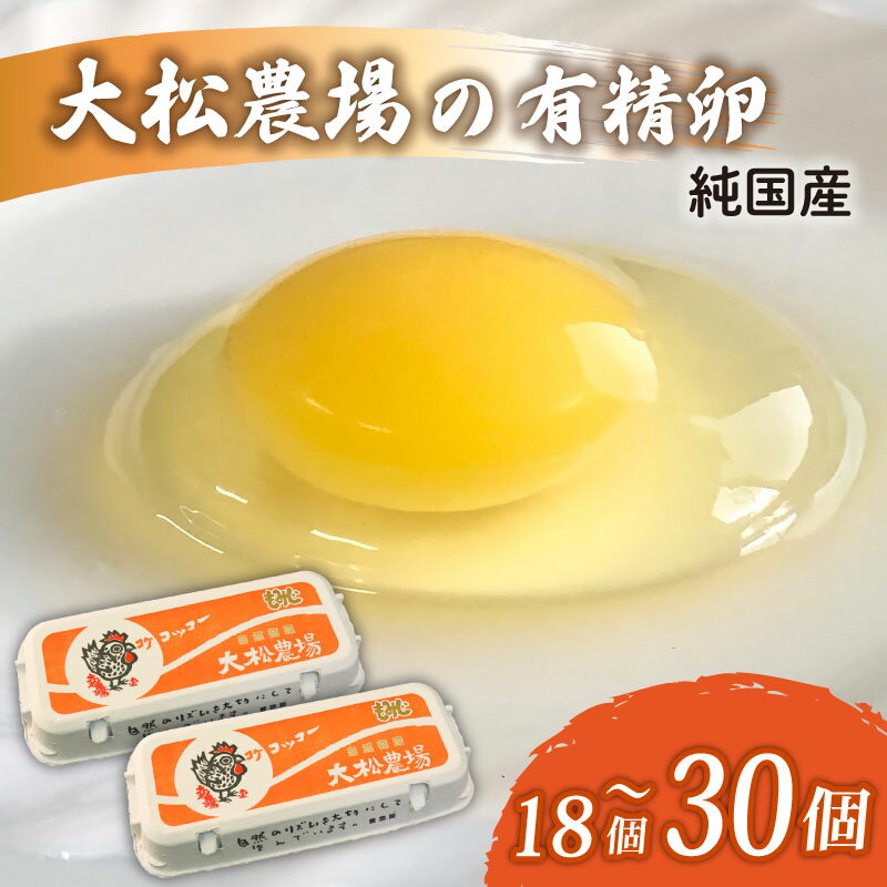 【ふるさと納税】 純国産 大松農場の 有精卵 選べる 計 18個 / 計 30個 養鶏 平飼 鶏卵 卵 有精卵 たまご にわとり 新鮮 こだわり 朝食 昼食 夕食 目玉焼き 卵焼き 玉子焼き たまご焼き 卵かけご飯 たまごかけご飯 国産 産地直送 破損保証 送料無料 千葉県 旭市 大松農場