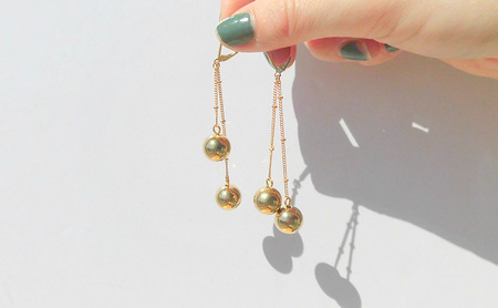 celebration ピアス 天然石 アクセサリー 1個 [Q]handmadejewely【ゴールド  ロング シンプル   可愛い ハンドメイド ジュエリー 手作り  職人 上品 華やか ドレス