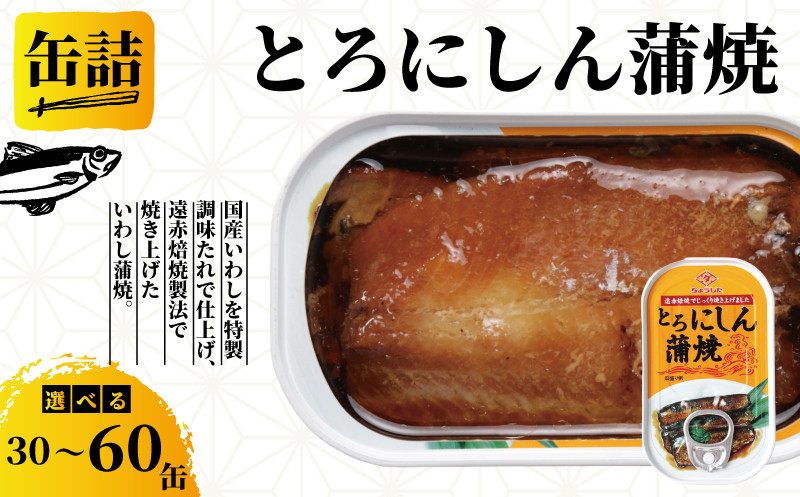 
            とろにしん蒲焼き 缶詰 【選べる容量】 30缶～60缶 とろにしん 蒲焼 缶 海産物 魚缶詰 備蓄品 保存食 簡単缶詰 長期保存 常温保存 缶詰 備蓄缶詰 防災 非常食 ローリングストック キャンプ アウトドア お取り寄せ グルメ 大容量 おかず 朝食 昼食 夕食 おつまみ 酒 のお供 アレンジレシピ セット ギフト 贈答 贈り物 プレゼント 食品 送料無料 千葉県 銚子市 田原缶詰
          