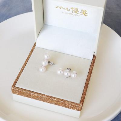 ふるさと納税 志摩市 志摩産 あこや真珠 6.5-7ミリ 3粒ラインパール シルバーイヤリング |  | 02