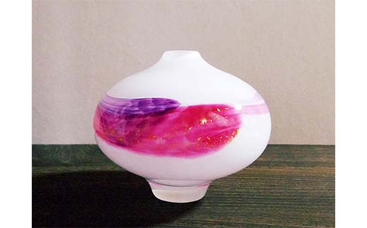 ＜ガラス作家 松尾具美＞花器「飛花」 硝子 ガラス 花器 花瓶 松尾具美 贈り物 ギフト F6L-080