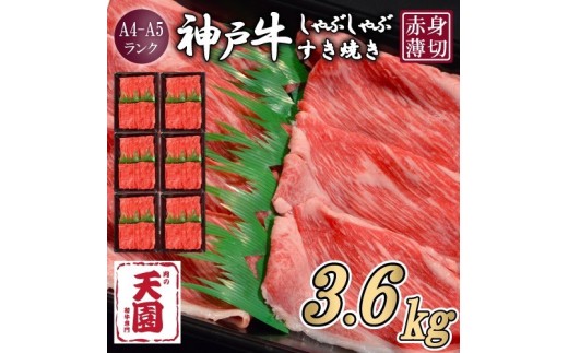 【ふるさと納税 定期便（頒布会）】神戸牛 赤身 モモ しゃぶしゃぶすき焼き　1200g×3ヶ月