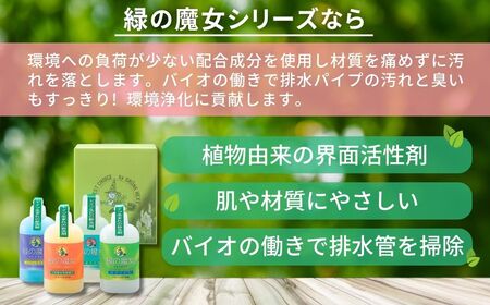 洗剤　緑の魔女 ランドリー キッチン トイレ バス お試し4種セット 各種310ml×1本×2セット(MA13×2個セット) | 洗剤 洗剤 洗剤 洗剤 洗剤