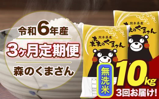 令和6年産 森のくまさん 無洗米 10kg 5kg×2袋 計3回お届け 《お申し込み月の翌月から出荷開始》 お米 こめ 熊本県産 ご飯 備蓄