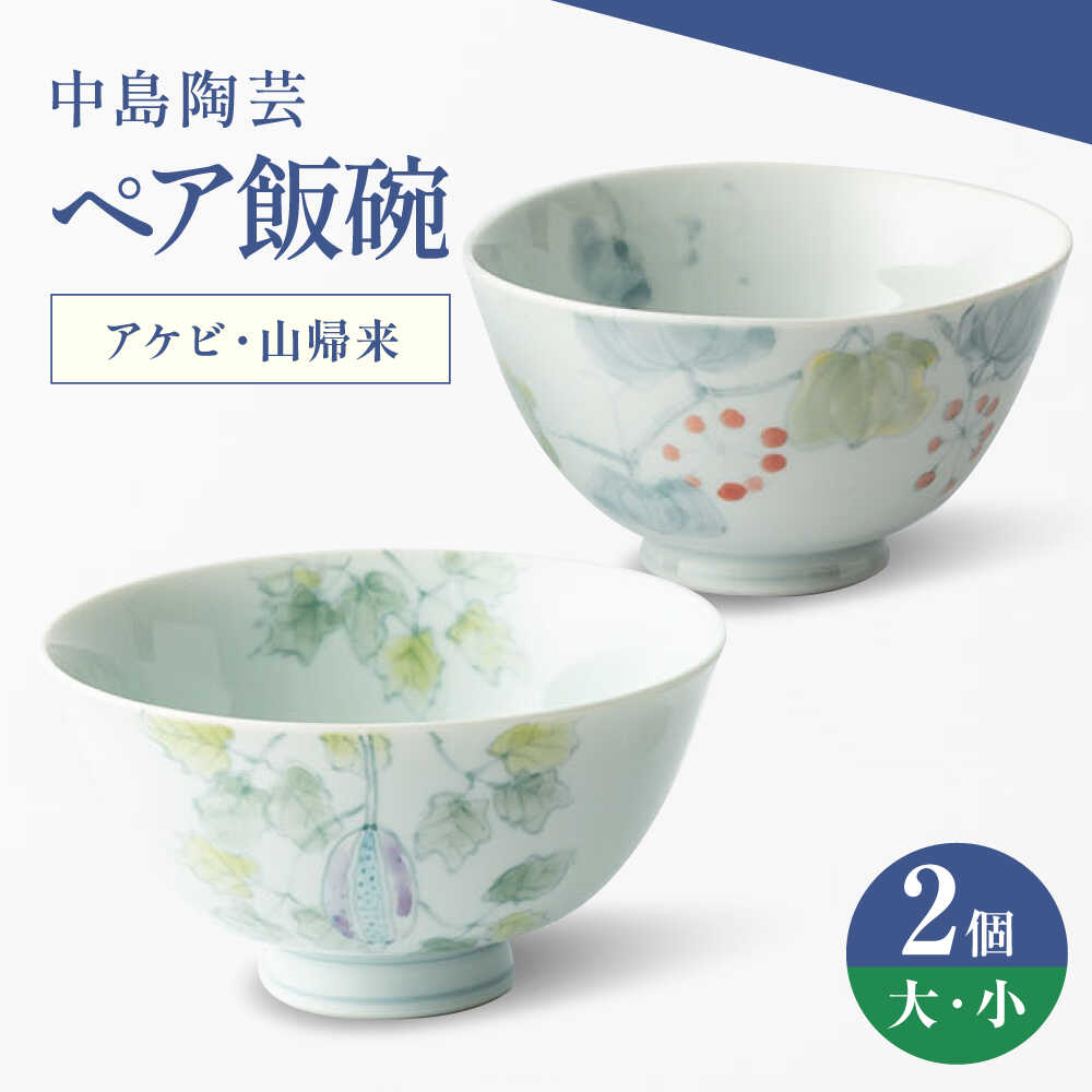【ふるさと納税】【楽天限定】中島陶芸 ペア飯碗 アケビ・山帰来[UCG023]