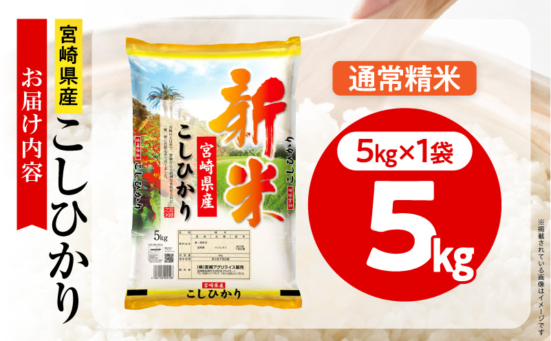【2～7営業日以内に発送予定】《令和8年産》宮崎県産こしひかり 合計5kg(5kg×1袋) 宮崎県産 国産 国産米 こしひかり 5kg 白米 米 お米 ご飯 超早場米