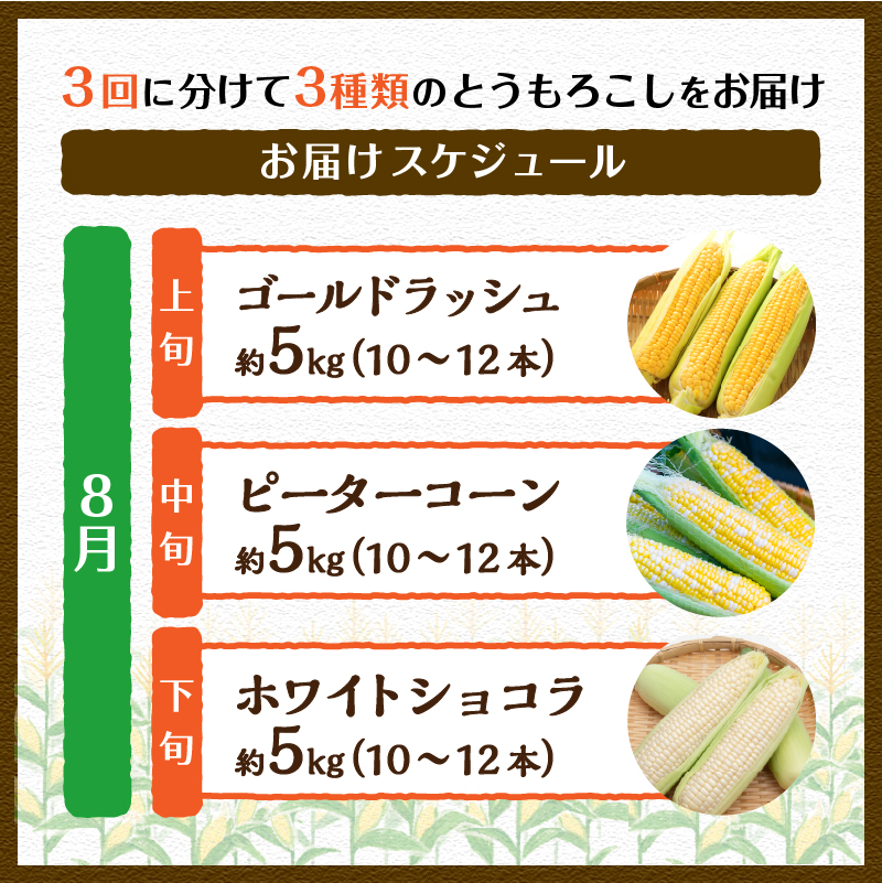 ＼＼★セレクト定期便(月3回お届け)★ 2027年先行予約／／ 富士北麓忍野村の気候、水、自然で作られた朝採りトウモロコシ（セレクト便）《約5kg 10～12本》