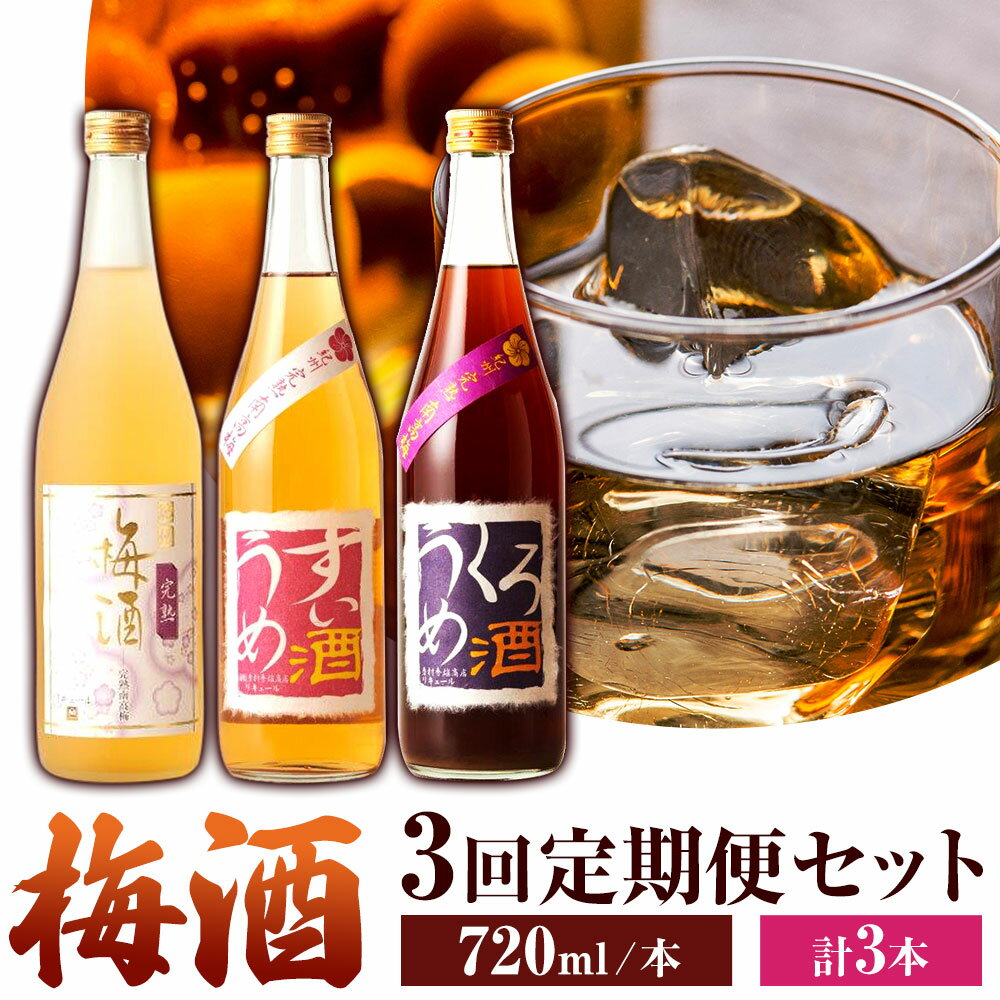 【ふるさと納税】梅酒3回定期便セット 紀州完熟南高梅 すいうめ酒 くろうめ酒 720ml×各1本 3回 定期便 計3本 酒のねごろっく《お申し込み月の翌月より出荷開始》和歌山県 岩出市 酒 梅酒 紀州 梅すいうめ酒 完熟梅酒 南高梅 梅黒糖 720ml 2160ml 送料無料