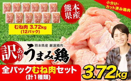 鶏肉 うまみ鶏 全パックむね肉セット(計1種類) 合計3.72kg 冷凍 小分け 《7-14日以内に出荷予定(土日祝除く)》 肉 若どり  むね ムネ 個包装 熊本県産 鶏肉 鶏ムネ ムネ肉 ムネ肉 冷凍 冷凍鶏肉 冷凍ムネ肉 国産 国産鶏肉 国産ムネ肉 九州産 九州産鶏肉