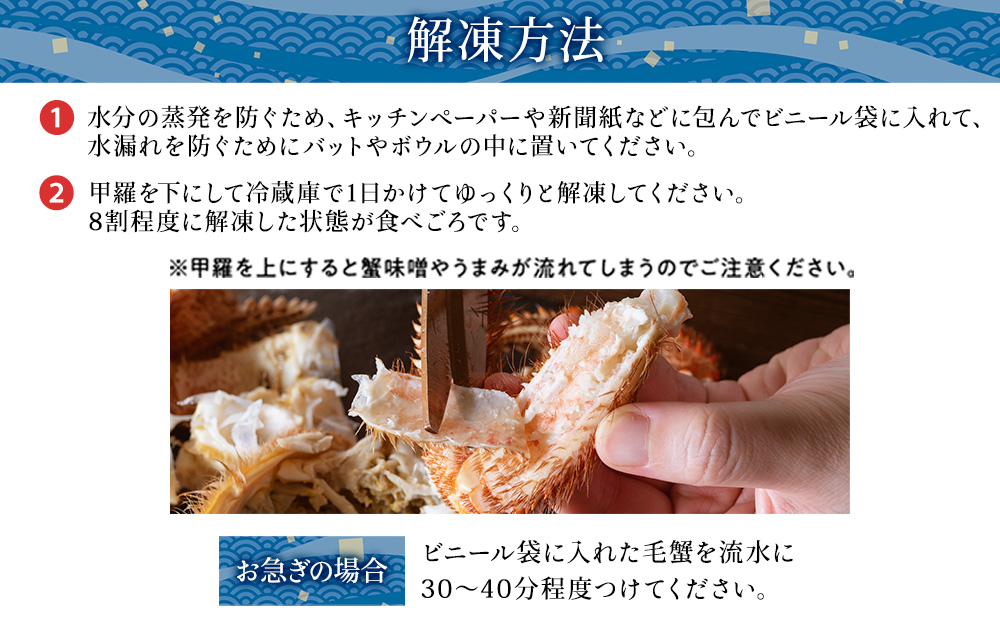 北海道産 毛ガニ 1尾 850g〜1kg（ボイル）【2025製造】