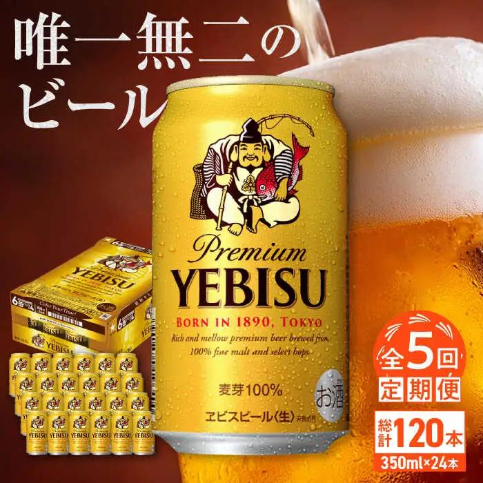 【全5回定期便】サッポロ ヱビスビール 350ml×24缶　合計120缶 /ビール お酒  エビス 大分 日田 サッポロビール/[ARDC001]