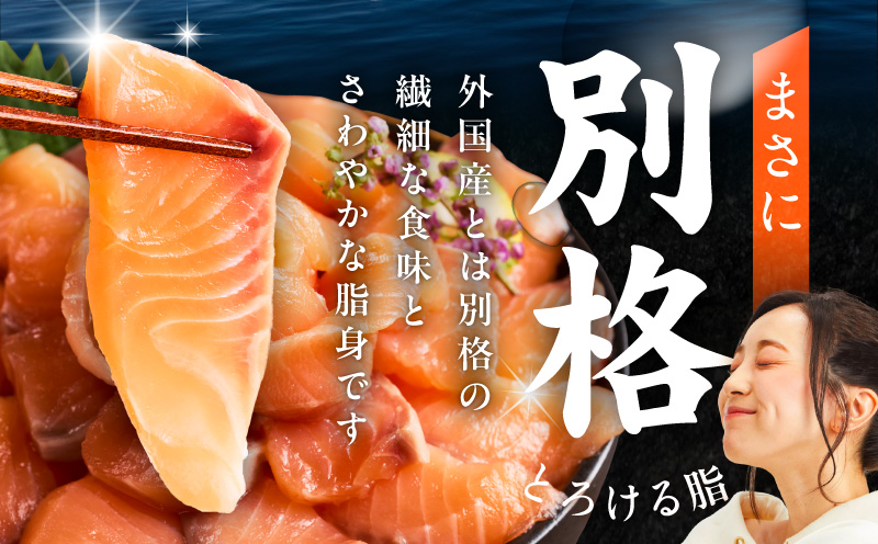 国産アトランティックサーモン 500g ポーション【小分け 真空パック 訳あり サイズ不揃い 刺身 海鮮丼 さーもん 鮭 さけ シャケ しゃけ 冷凍】 nbj0010