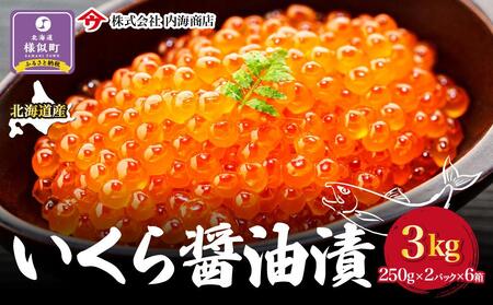 【先行予約】いくら醤油漬 500g（250g×2）×6箱＜合計3kg＞｜北海道　様似町　いくら　イクラ　醤油イクラ　醤油　おつまみ　グルメ